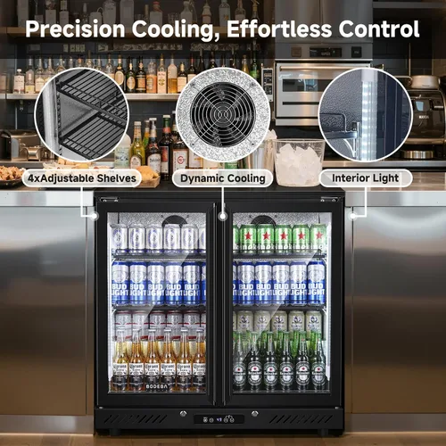 Miniatura 4 de BODEGA COOLER - Enfriador de barra trasera de 2 puertas, refrigerador comercial de bebidas de 7.4 pies cúbicos, refrigerador de bebidas debajo