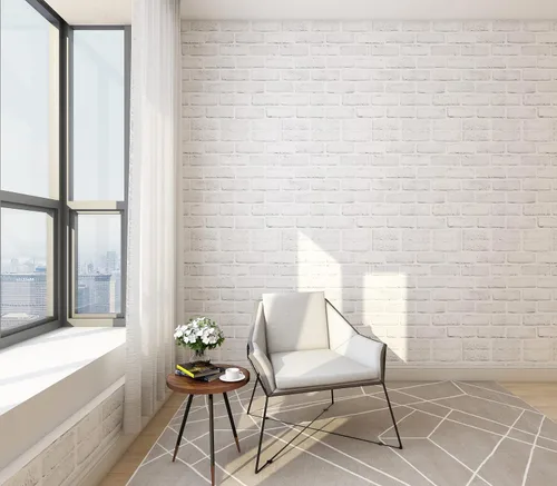 Miniatura 5 de Papel pintado de ladrillo blanco Hopeak, papel pintado despegar y pegar, impermeable y extraíble, bueno para decoración del hogar y renovación