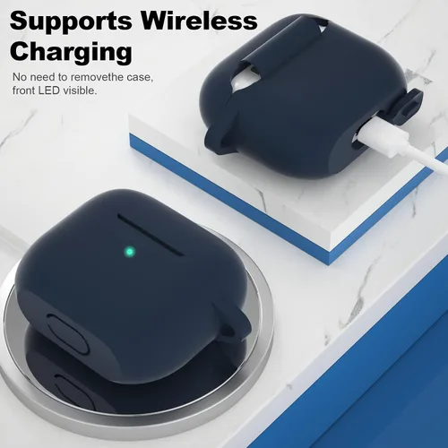Miniatura 3 de Compatible con AirPods 3, funda protectora de silicona para AirPods de tercera generación 2021, carga inalámbrica, azul oscuro