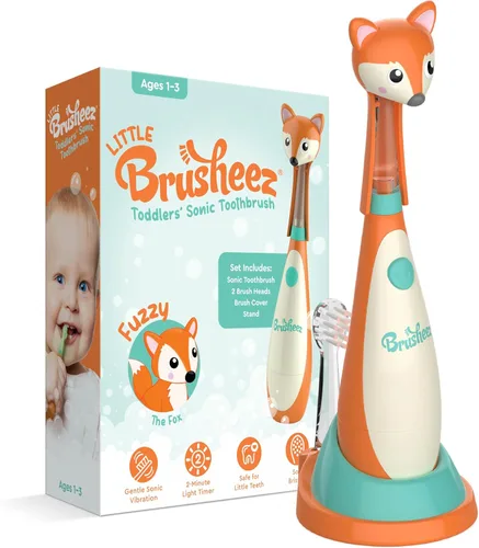 Brusheez cepillo de dientes sónico para niños pequeños - cepillo de dientes seguro y suave para edades 1-3 con temporizador de 2 minutos iluminado