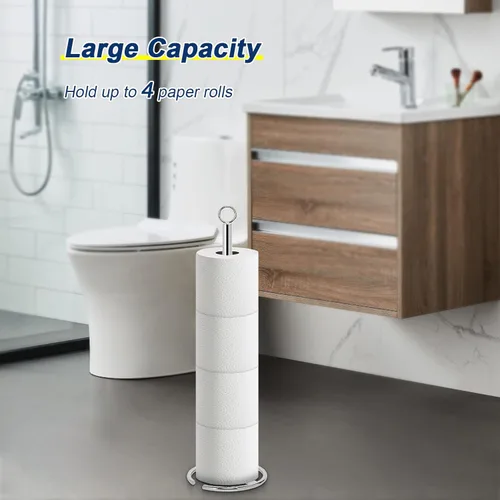 Miniatura 6 de NearMoon Soporte de papel higiénico para baño, soporte independiente con reserva, soporte para 4 rollos de papel de espacio para encimera de Acabado