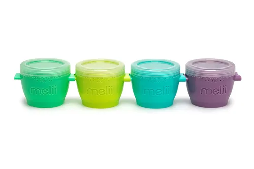 melii Snap & Go Contenedores de almacenamiento de alimentos para bebés, paquete de 4 unidades, recipientes apilables de 4 onzas con tapas Original