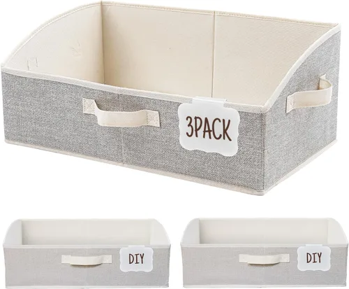 Miniatura 11 de Trapezoid Storage Bins with Label Clips,28L Large Closet Organizers and Storage,Foldable Fabric Bin with 3 Handles,Shelf Basket for