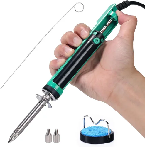 YIHUA 929D-V Bomba desoldadora eléctrica de soldadura de soldadura con mango de carga más corto y boquillas de desoldadura de 0.039 in 0.047 in para
