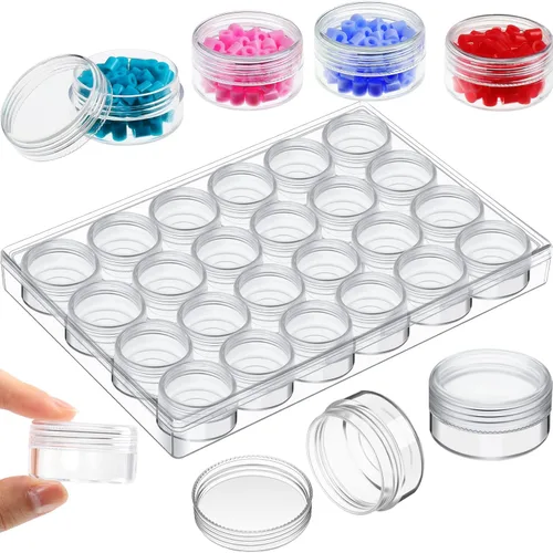 Miniatura 8 de Blulu Organizador de cuentas de 30 rejillas, contenedores de cuentas de arte de diamantes con tapa, plástico transparente, pequeños frascos