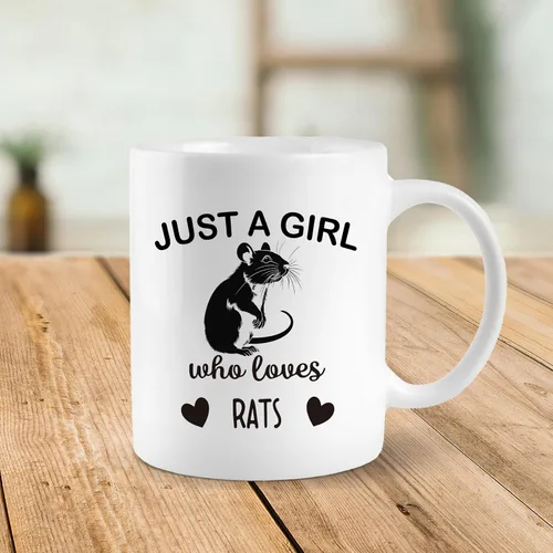 Miniatura 3 de Rat Lovers - Taza de té de cerámica de 11 onzas, taza de café con texto en inglés "Just a Girl Who Loves Rats