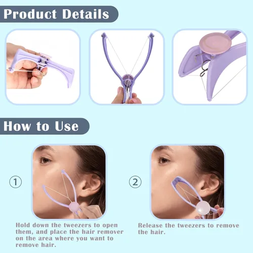Miniatura 7 de Ideal Swan Paquete de 4 removedores de vello facial para mujeres, removedor manual de cabello de resorte para labio superior, barbilla, cara