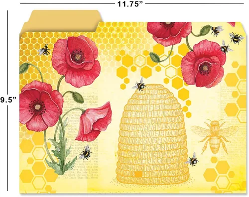 Miniatura 2 de Current Bee Friends - Paquete económico de carpetas de archivos, juego de 24 a granel, 6 bonitos diseños decorativos, pestañas de corte de 1/3