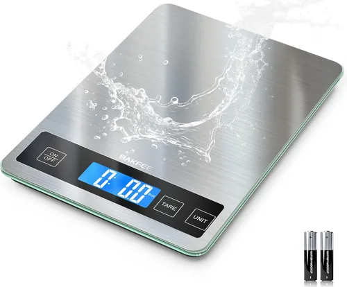 Miniatura 10 de Báscula de cocina digital de 33 lb con acero inoxidable y vidrio templado, recargable por USB, graduación precisa de 1 g / 0.05 oz, superficie