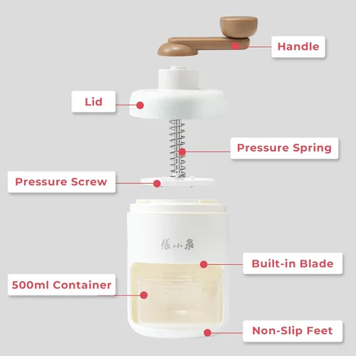 Miniatura 2 de Máquina manual de hielo con manivela, máquina de cono de nieve con bandejas de hielo, sin BPA, ideal para uso doméstico y de campamento Blanco