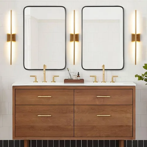 Miniatura 4 de Juego de 2 apliques de pared LED en oro cepillado con luz blanca cálida