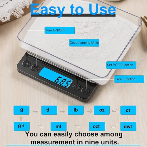 Miniatura 6 de Báscula digital de cocina de alimentos mejorada, 105.82 oz/0.00 oz de alta precisión que mide en gramos y onzas para cocinar, hornear, joyas, Negro