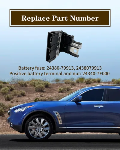 Miniatura 5 de Fusible de batería 24380-79913 y abrazadera de terminal de batería positiva 24340-7F000, compatible con Nissan 350Z 2003-2009 NV200 2013-2022