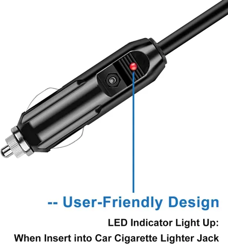 Miniatura 5 de Cable de extensión para encendedor de cigarrillos de 10 pies 8A, cable de núcleo de cobre puro, cable de enchufe de alimentación CC automático 8A