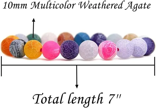Miniatura 2 de Angelstones Pulsera elástica con cuentas semipreciosas naturales genuinas de 0.394 in, unisex
