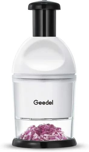 Geedel Picador de Alimentos, Picador Manual de Verduras Fácil de Limpiar, Apto para Lavavajillas, Picador de Cebolla Manual para Vegetales, Blanco