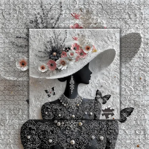 Miniatura 7 de Rompecabezas Imposibles para Adultos de 1000 Piezas, PICKFORU Rompecabezas de Musa Floral Dama Elegante, Rompecabezas de Mujer con Flores Hermosas