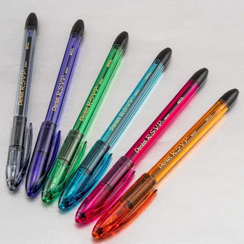 Miniatura 6 de Pentel RSVP Razzle-Dazzle - Bolígrafo (0.039 pulgadas), línea media, barril azul, tinta negra, caja de 12 unidades (BK91RDC-A)
