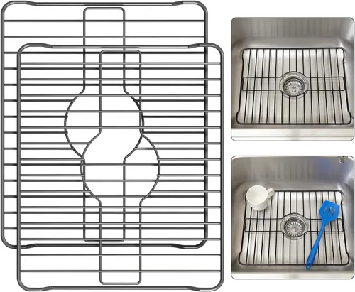 Miniatura 10 de Better Houseware Protectores de fregadero para fregadero de cocina, rejilla protectora de metal, 12 x 10.25 x 1 pulgadas, tapete negro