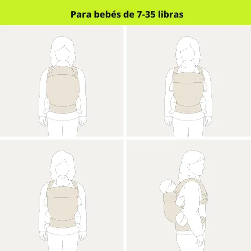Miniatura 6 de Portabebés ergonómico para recién nacidos a niños pequeños, ligero y transpirable, de algodón, para comodidad con manos libres (blanco hueso)