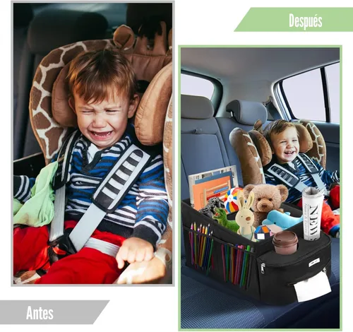 Miniatura 6 de FUNNy elf Organizador de asiento de pasajero, almacenamiento plegable para automóvil con particiones y 4 portavasos para asiento delantero o trasero
