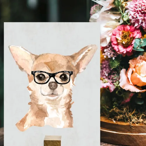 Miniatura 163 de Andaz Press Póster impreso para pared de perro, 8.5 x 11 pulgadas, Bulldog inglés con gafas negras, 1 paquete, regalo de cumpleaños de Navidad, sin