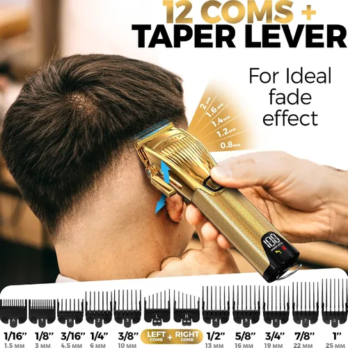 Miniatura 5 de OVLUX Cortapelos para hombres profesionales para cortar el cabello con protectores cortapelos cuerpo de metal completo y kit de aseo inalámbrico