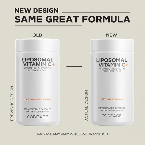 Miniatura 3 de Codeage - Vitamina C liposomal de 1500 mg con zinc, saúco, bioflavonoides cítricos de pomelo, limón, naranja en polvo, quercetina y escaramujo