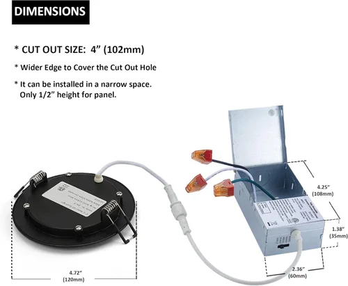 Miniatura 5 de POPANU Iluminación LED empotrable prémium de 4 pulgadas, 5 CCT, ajustable, regulable, empotrable, lámpara de techo con caja de conexiones