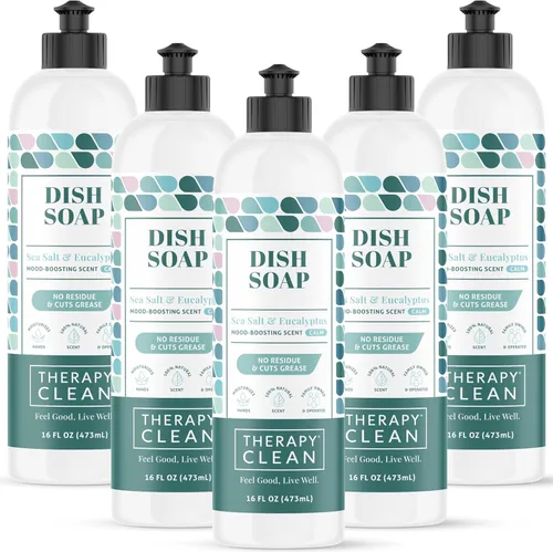 Miniatura 12 de Therapy Clean - Jabón para platos, fragancia 100% natural, líquido para lavar platos a base de plantas (Sal marina y eucalipto (calma y calma), 16