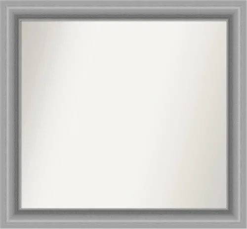 Miniatura 296 de Amanti Art Espejo de baño plateado para sobre fregadero, 26 x 26 pulgadas, espejo cuadrado de níquel pulido, marco de madera tradicional mediano, se