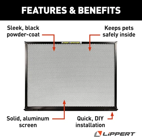 Miniatura 4 de Lippert Components 859794 Protector de pantalla de aluminio para puerta de entrada de caravana Screen Defender, 30 pulgadas