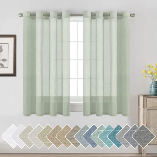 Miniatura 120 de H.VERSAILTEX Cortinas de 96 pulgadas de largo, cortinas de lino/cortinas transparentes de mezcla de lino natural/paneles/cortinas para sala