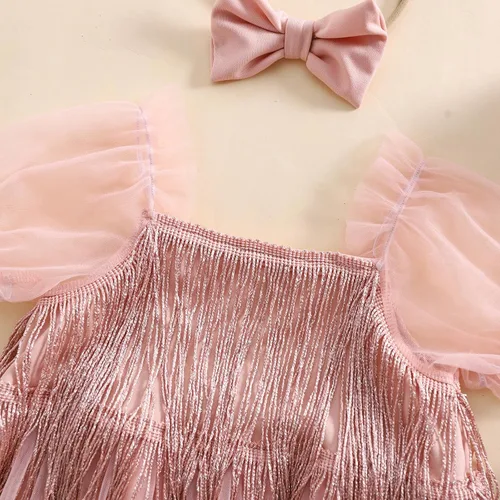 Miniatura 38 de Sasaerucure Traje de verano para bebé niña, sin mangas, mameluco de encaje tutú, mameluco de una pieza con volantes