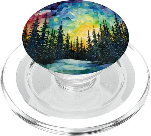 Miniatura 8 de PopSockets PopGrip intercambiables estilo vidrieras de mosaico Northern Lights