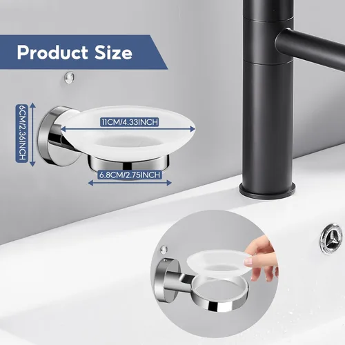 Miniatura 3 de Jabonera de pared para baño y cocina, acero inoxidable