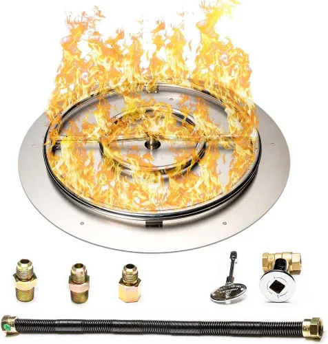 Miniatura 23 de Kit de quemador de acero inoxidable y anillo Pro con encendido por chispa para fogatas de gas natural, sartén de 36 pulgadas, anillo de quemador