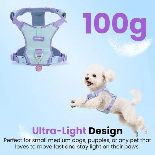 Miniatura 2 de Arnés para perro sin tirones a prueba de fugas para perros pequeños y cachorros, chaleco ligero ajustable con clip frontal y trasero, bolsillo