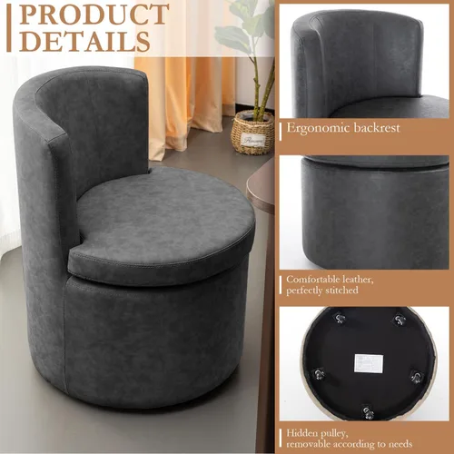 Miniatura 4 de Juego de 2 sillas de comedor con ruedas de piel sintética, modernas tapizadas para cocina y comedor, cómodas sillas decorativas, para dormitorio