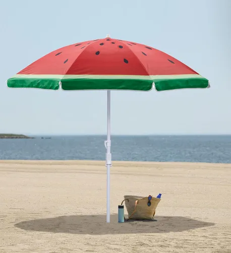 Miniatura 5 de Sombrilla de playa al aire libre de 6.5 pies con anclaje de arena, inclinación y protección solar UV50+, ligera y portátil, perfecta para playa