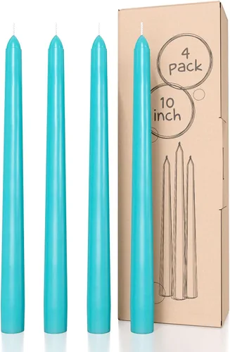 Miniatura 71 de CANDWAX Paquete de 4 velas cónicas blancas, sin goteo, de combustión lenta, sin perfume, de 12 pulgadas, ideales para mesa de comedor, candelabros