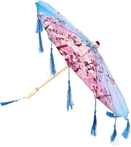 Miniatura 6 de THY COLLECTIBLES Sombrilla de seda clásica de estilo asiático de 33 pulgadas con borlas para bodas, fotografías, disfraces, cosplay, decoración