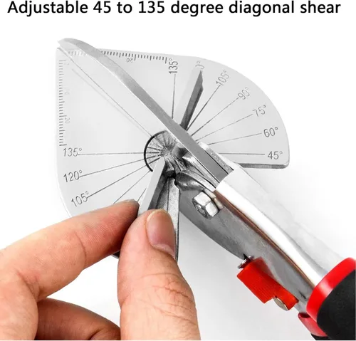 Miniatura 6 de Tijeras de inglete multiángulo para corte angular, herramienta de corte redondo, tijeras de corte de moldeo de zapatos, tijeras ajustables de 45 a