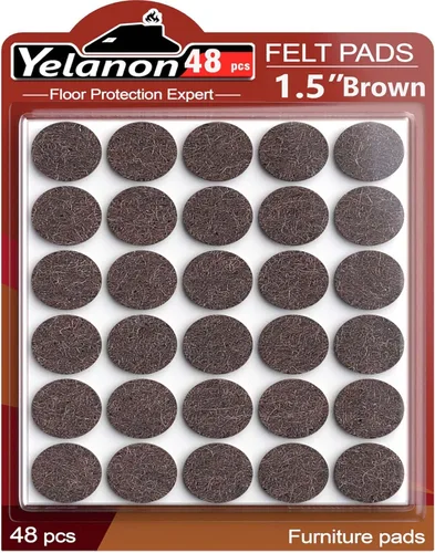 Miniatura 12 de Yelanon Almohadillas de fieltro para muebles, 56 unidades (1+2 pulgadas), almohadillas de fieltro de alta calidad para patas de silla, protectores