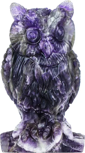 Miniatura 2 de SMQ Amethyst Crystal Owl Statue Hand Carved Gem Owl Figurine Animal Carvings Collective Reiki Healing Statue for Home Office Decoration