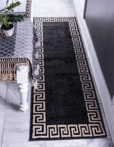 Miniatura 34 de Unique Loom Athens Collection - Alfombra clásica geométrica con diseño de borde moderno, 2 x 3 pies, color carbón/beige