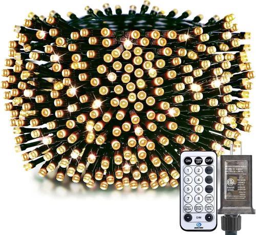 Miniatura 13 de Minetom Luces LED para árbol de Navidad de 50 pies, 1000 luces LED para exteriores, cuerda de petardos para exteriores, 12 modos, temporizador