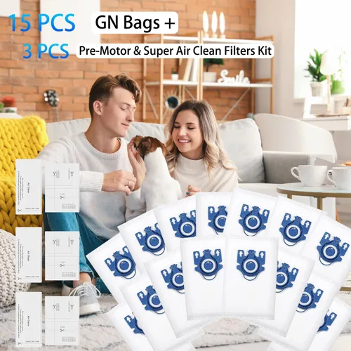 Miniatura 7 de Paquete de 15 bolsas de polvo Air Clean para bolsas de vacío Miele GN para Miele Classic C1, C3 completo, C2 completo, S6000-S6999 S4000-S4999, S700