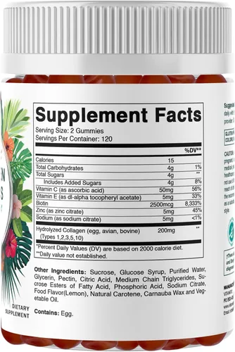 Miniatura 8 de Vitamatic Gomitas de colágeno hidrolizado con vitamina C, zinc y biotina, 200 mg - Apoyo para la piel saludable - 240 gomitas