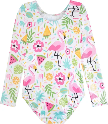 Miniatura 26 de HOZIY - Leotardos de manga larga para niñas, de gimnasia, para niños pequeños, trajes florales de unicornio, galaxia, arco iris, patrón de rayas